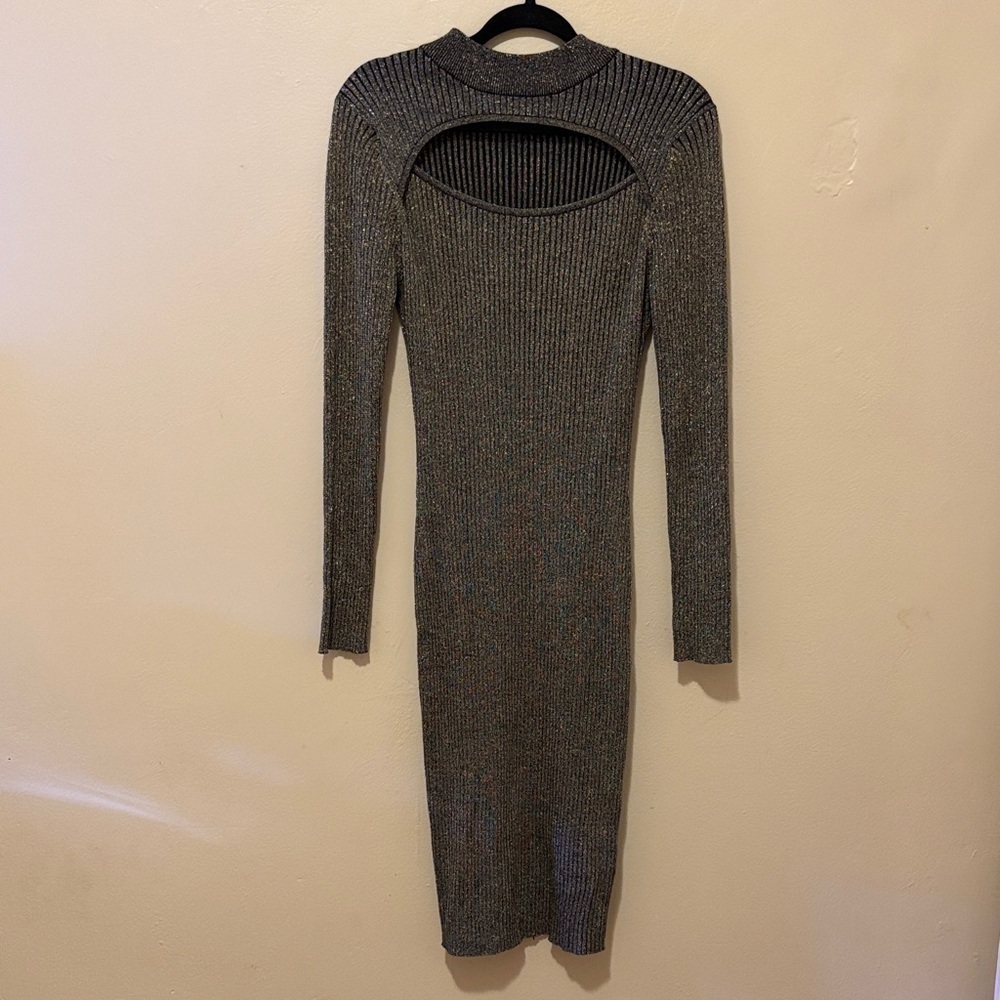 Say What? Metallic Long Sleeve Dress